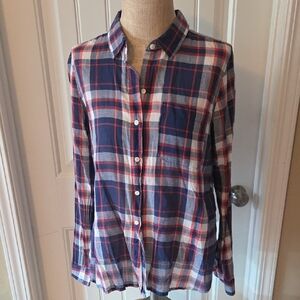 Old Navy Classic Semi-sheer Plaid Shirt in Blue and Red